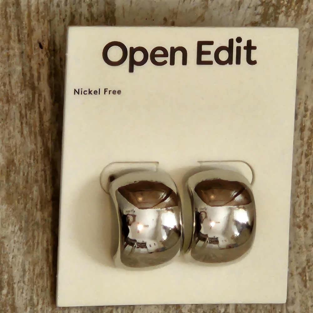 Nordstrom Open Edit Wide Polished Puffy Hoops